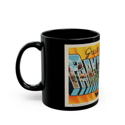 Greetings from Parkersburg W Va (Greeting Postcards) Black Coffee Mug-Go Mug Yourself