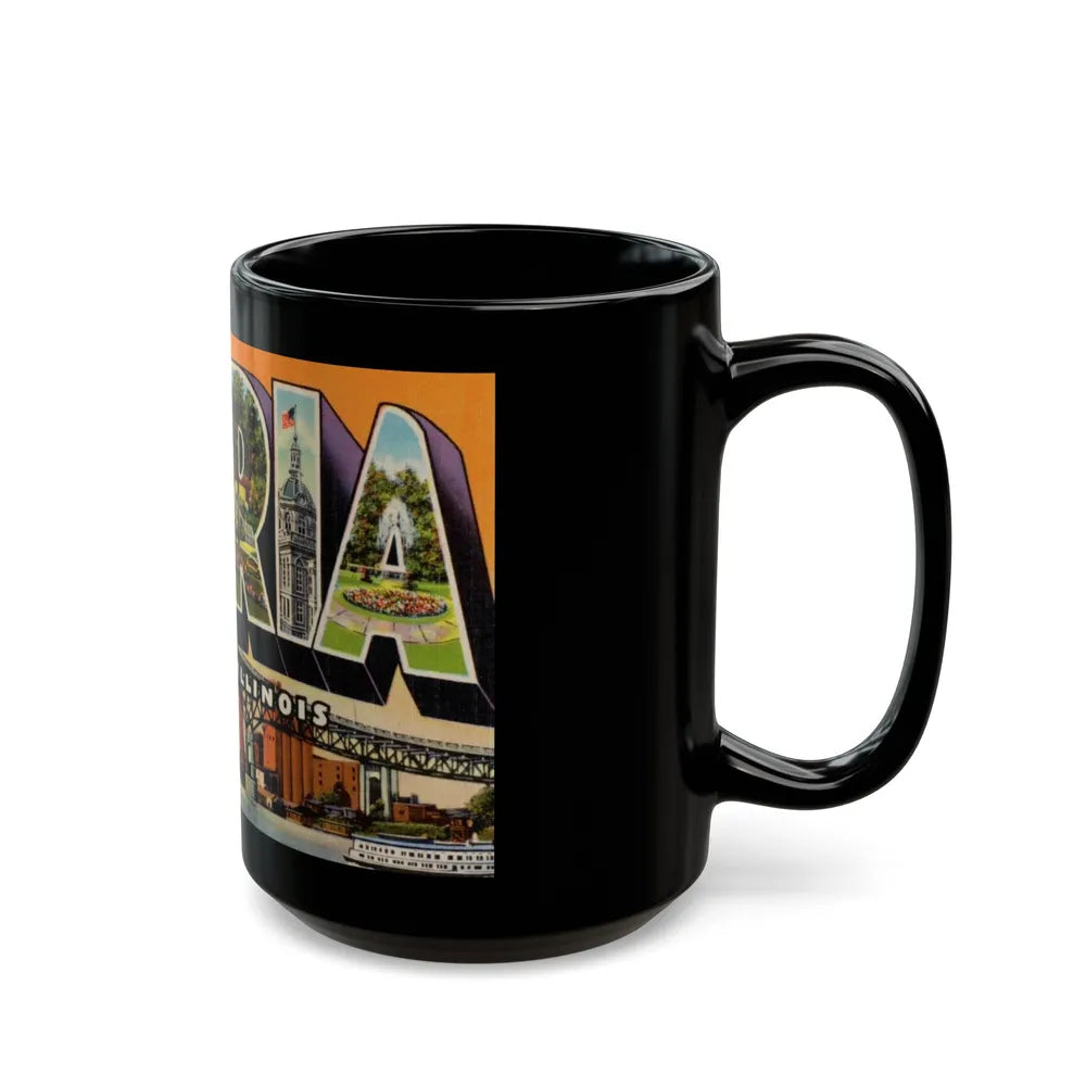 Greetings from Peoria Illinois (Greeting Postcards) Black Coffee Mug-Go Mug Yourself