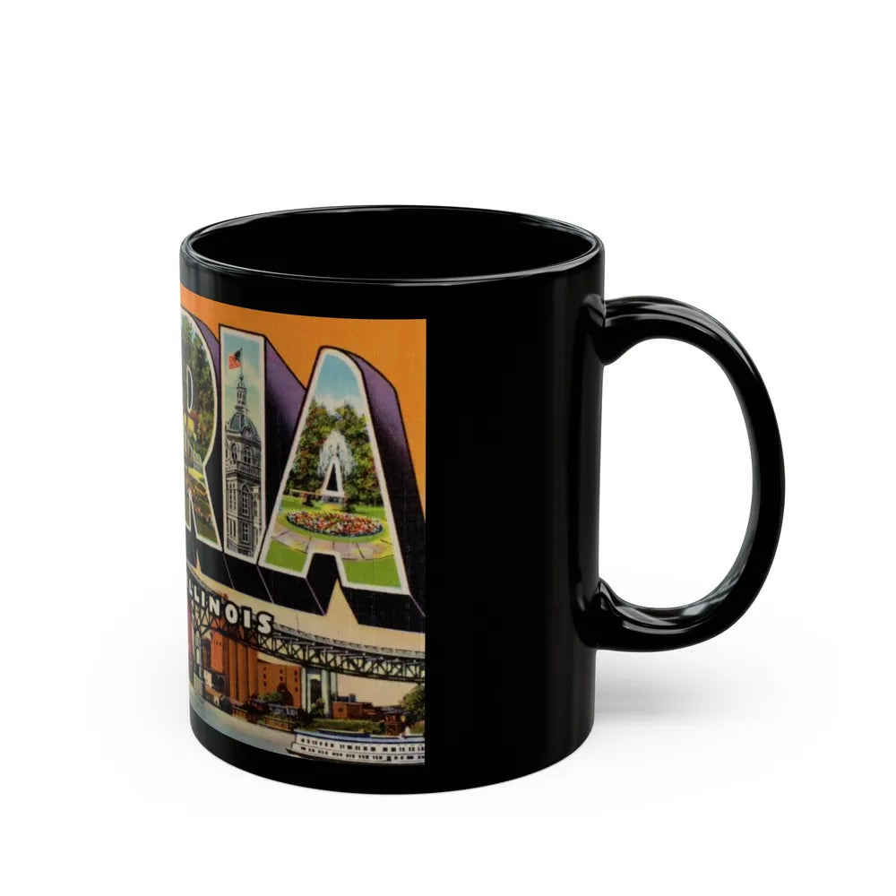 Greetings from Peoria Illinois (Greeting Postcards) Black Coffee Mug-Go Mug Yourself