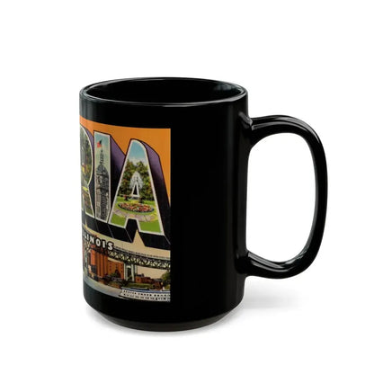 Greetings from Peoria Illinois (Greeting Postcards) Black Coffee Mug - Go Mug Yourself