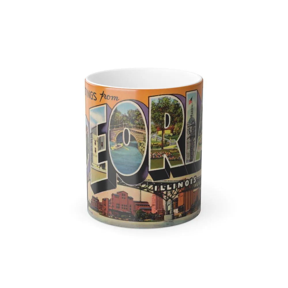 Greetings from Peoria Illinois (Greeting Postcards) Color Changing Mug 11oz-11oz-Go Mug Yourself