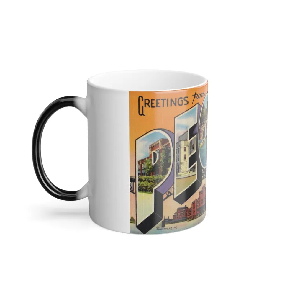 Greetings from Peoria Illinois (Greeting Postcards) Color Changing Mug 11oz-Go Mug Yourself