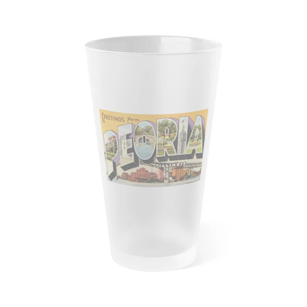 Greetings from Peoria Illinois (Greeting Postcards) Frosted Pint Glass 16oz-16oz-Frosted-Go Mug Yourself