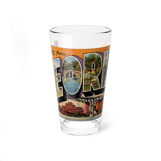 Greetings from Peoria Illinois (Greeting Postcards) Pint Glass 16oz-16oz-Go Mug Yourself