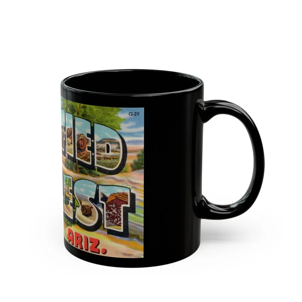 Greetings from Petrified Forest Ariz (Greeting Postcards) Black Coffee Mug-Go Mug Yourself