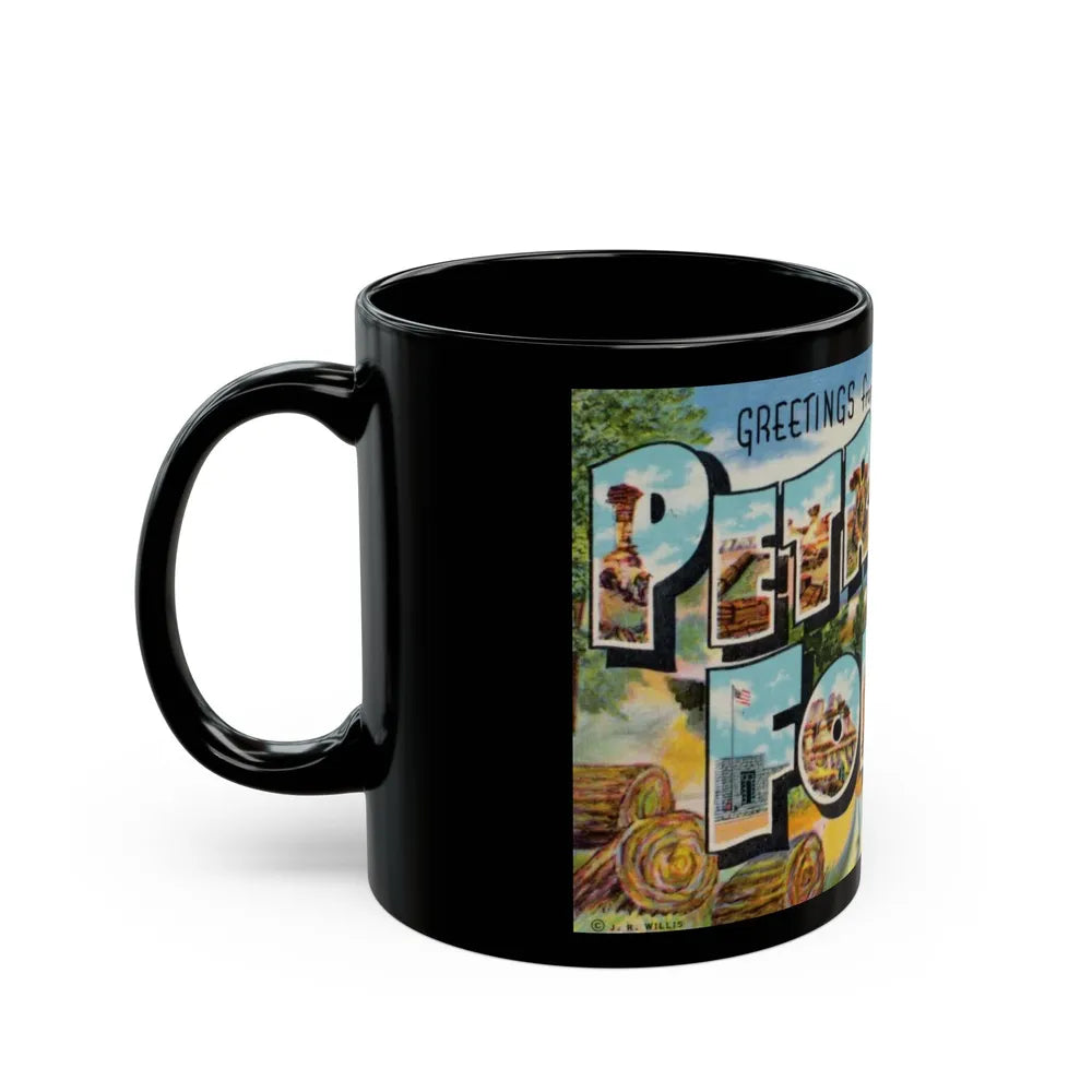 Greetings from Petrified Forest Ariz (Greeting Postcards) Black Coffee Mug-Go Mug Yourself