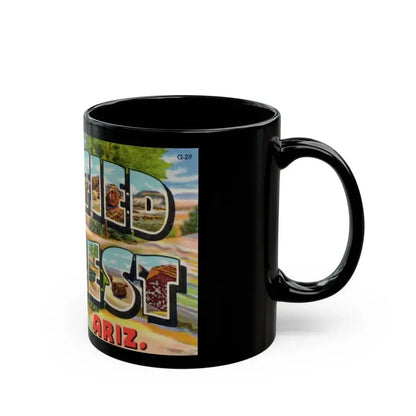 Greetings from Petrified Forest Ariz (Greeting Postcards) Black Coffee Mug - Go Mug Yourself