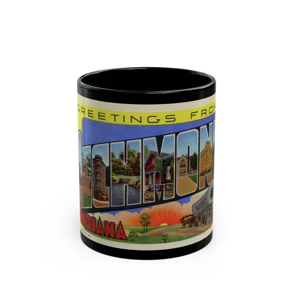 Greetings from Richmond Indiana (Greeting Postcards) Black Coffee Mug 11oz - Go Mug Yourself