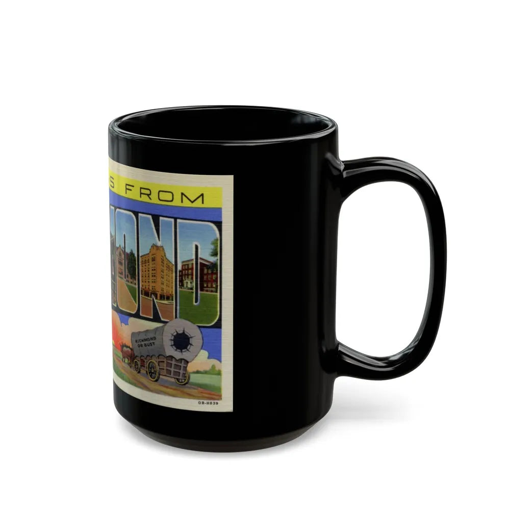 Greetings from Richmond Indiana (Greeting Postcards) Black Coffee Mug-Go Mug Yourself