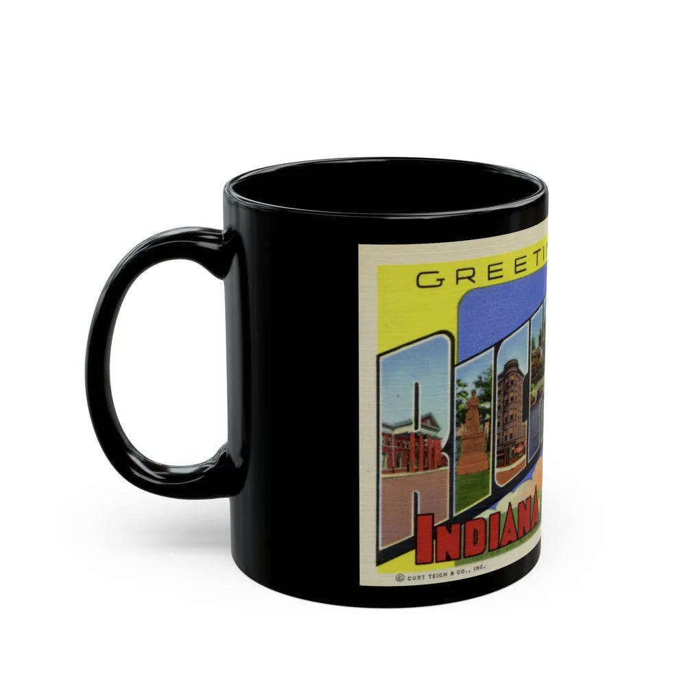 Greetings from Richmond Indiana (Greeting Postcards) Black Coffee Mug-Go Mug Yourself