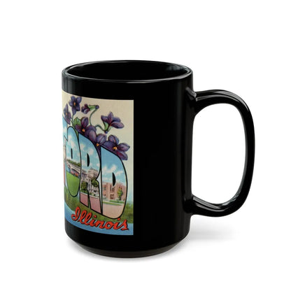 Greetings from Rockford Illinois (Greeting Postcards) Black Coffee Mug-Go Mug Yourself