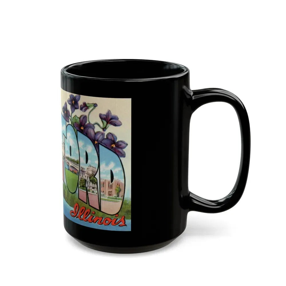 Greetings from Rockford Illinois (Greeting Postcards) Black Coffee Mug - Go Mug Yourself