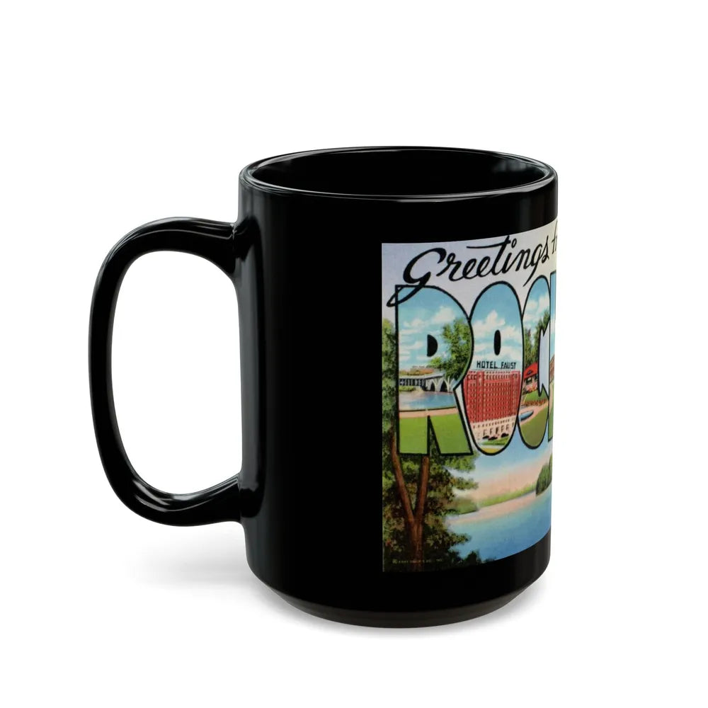 Greetings from Rockford Illinois (Greeting Postcards) Black Coffee Mug-Go Mug Yourself