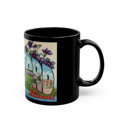 Greetings from Rockford Illinois (Greeting Postcards) Black Coffee Mug-Go Mug Yourself