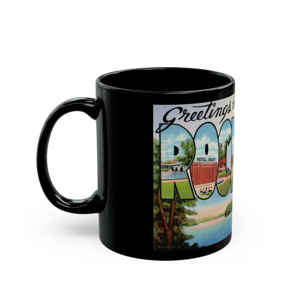 Greetings from Rockford Illinois (Greeting Postcards) Black Coffee Mug-Go Mug Yourself