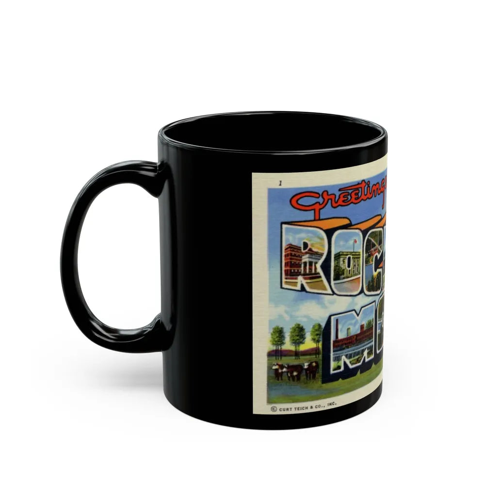 Greetings from Rocky Mount NC (Greeting Postcards) Black Coffee Mug-Go Mug Yourself