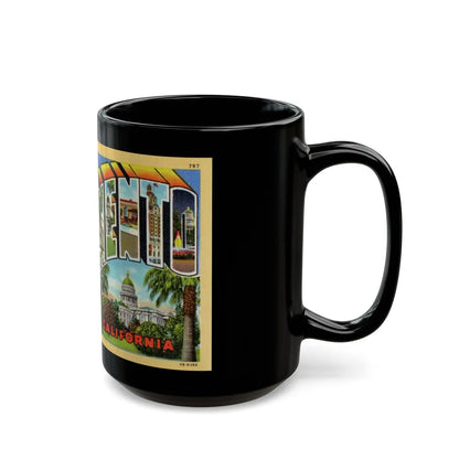 Greetings from Sacramento California (Greeting Postcards) Black Coffee Mug-Go Mug Yourself