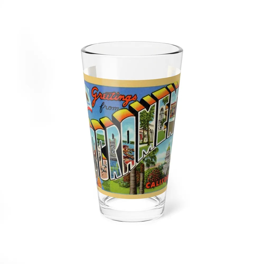 Greetings from Sacramento California (Greeting Postcards) Pint Glass 16oz-16oz-Go Mug Yourself