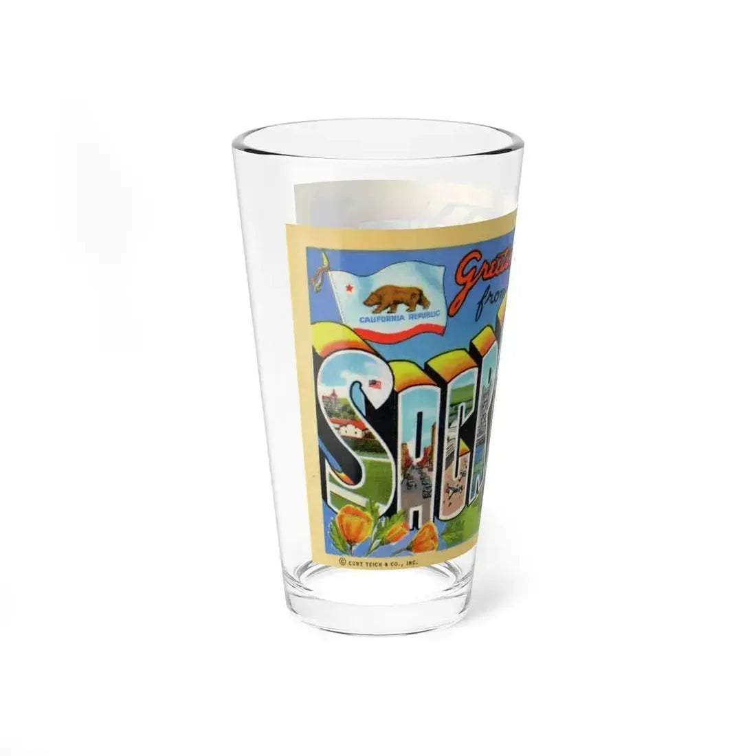Greetings from Sacramento California (Greeting Postcards) Pint Glass 16oz - Go Mug Yourself