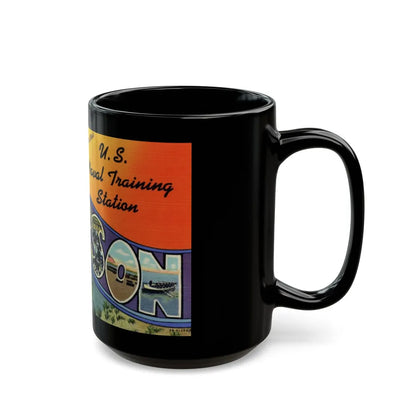 Greetings from Sampson NY (Greeting Postcards) Black Coffee Mug-Go Mug Yourself