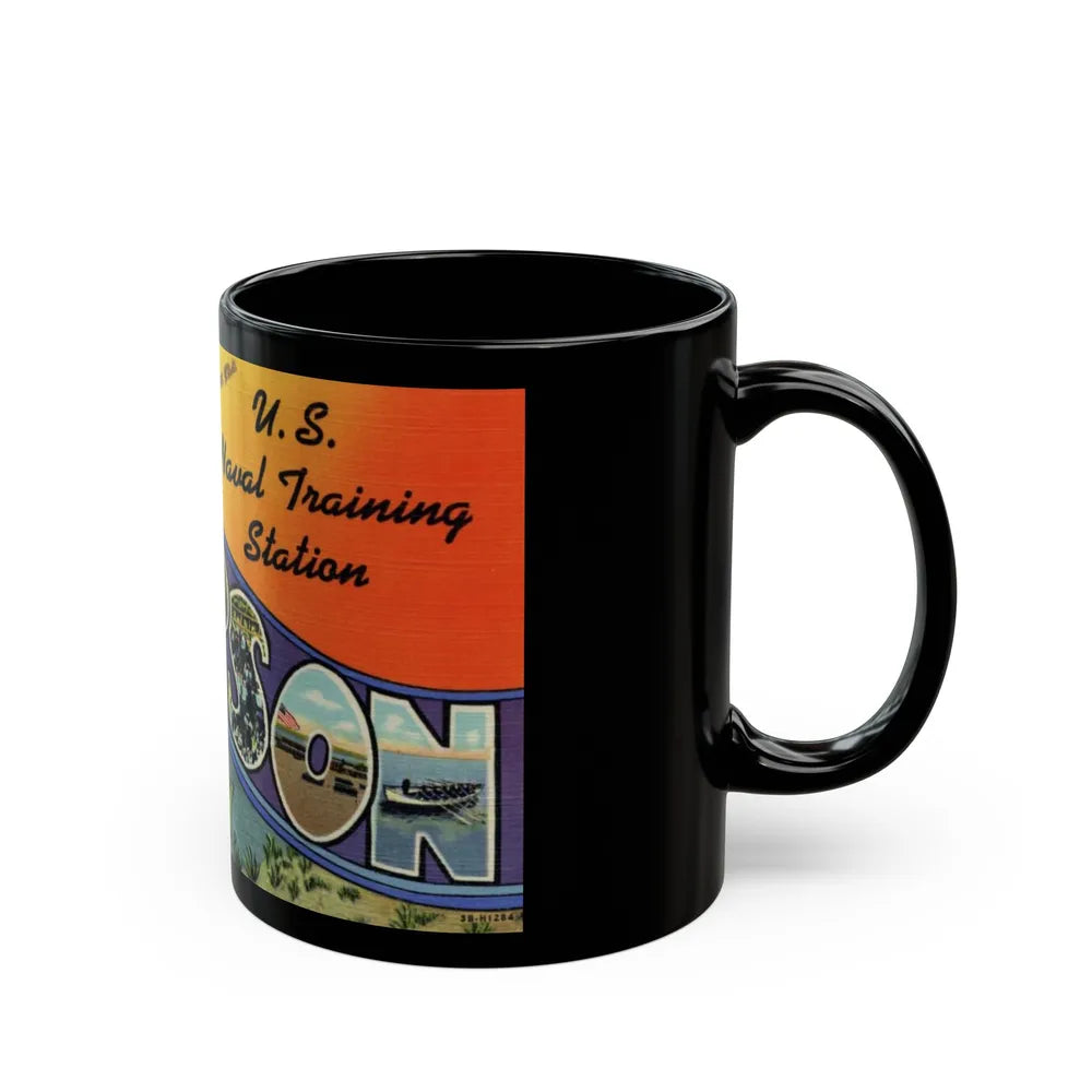 Greetings from Sampson NY (Greeting Postcards) Black Coffee Mug-Go Mug Yourself