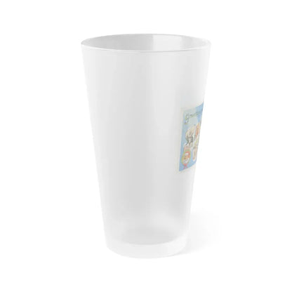 Greetings from Santa Claus Indiana (Greeting Postcards) Frosted Pint Glass 16oz - Go Mug Yourself
