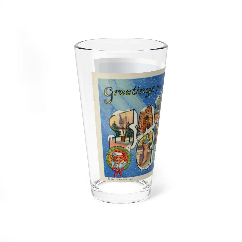 Greetings from Santa Claus Indiana (Greeting Postcards) Pint Glass 16oz-Go Mug Yourself