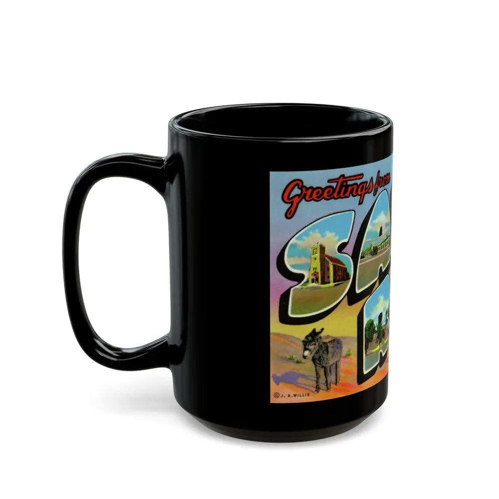 Greetings from Santa Rosa New Mexico (Greeting Postcards) Black Coffee Mug-Go Mug Yourself