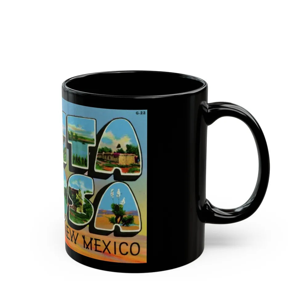 Greetings from Santa Rosa New Mexico (Greeting Postcards) Black Coffee Mug-Go Mug Yourself