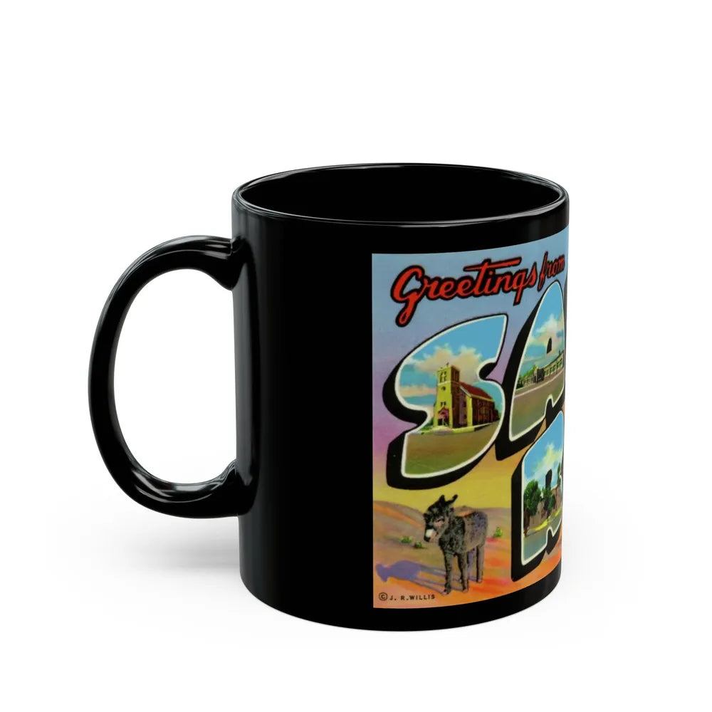 Greetings from Santa Rosa New Mexico (Greeting Postcards) Black Coffee Mug-Go Mug Yourself