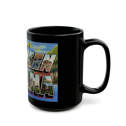 Greetings from scenic Southern Indiana (Greeting Postcards) Black Coffee Mug-Go Mug Yourself