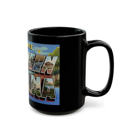 Greetings from scenic Southern Indiana (Greeting Postcards) Black Coffee Mug - Go Mug Yourself