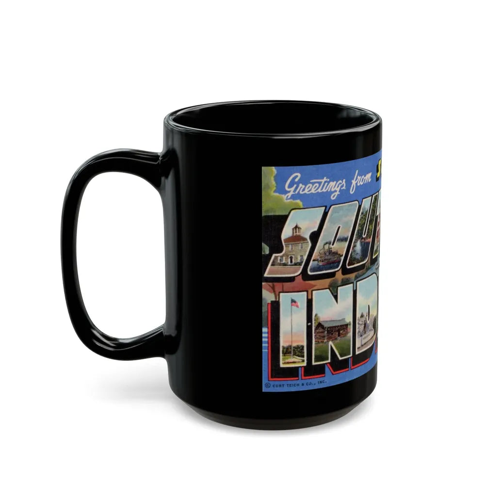 Greetings from scenic Southern Indiana (Greeting Postcards) Black Coffee Mug-Go Mug Yourself