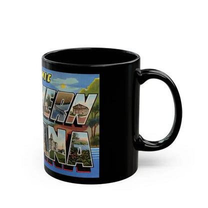 Greetings from scenic Southern Indiana (Greeting Postcards) Black Coffee Mug - Go Mug Yourself