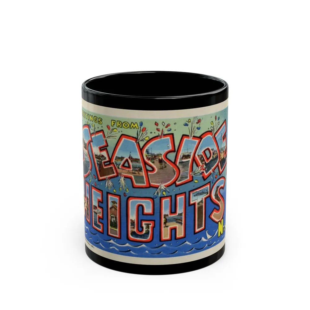 Greetings from Seaside Heights N J (Greeting Postcards) Black Coffee Mug-11oz-Go Mug Yourself