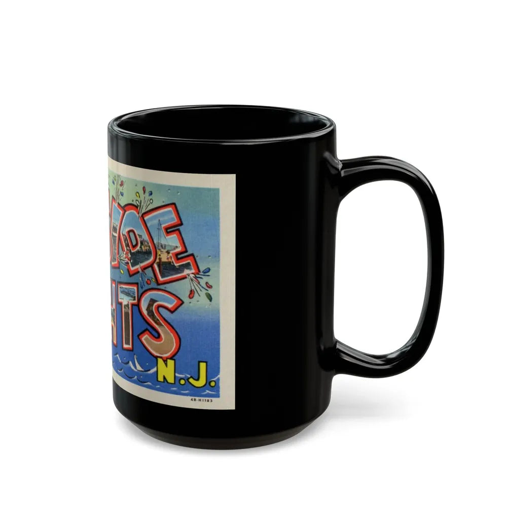 Greetings from Seaside Heights N J (Greeting Postcards) Black Coffee Mug-Go Mug Yourself