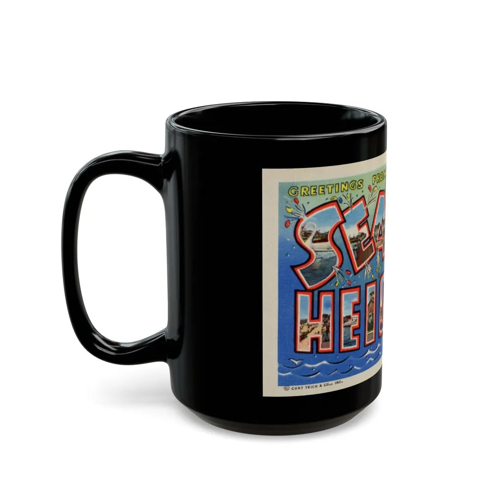 Greetings from Seaside Heights N J (Greeting Postcards) Black Coffee Mug-Go Mug Yourself