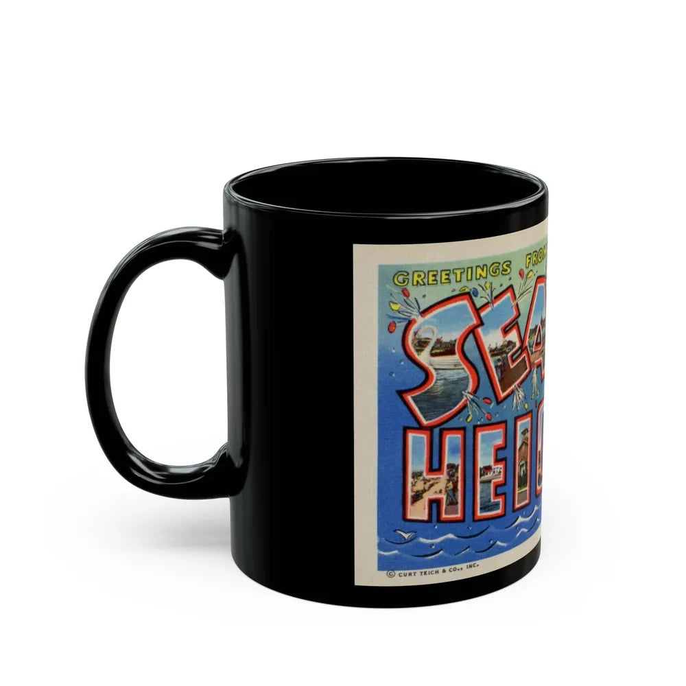 Greetings from Seaside Heights N J (Greeting Postcards) Black Coffee Mug-Go Mug Yourself