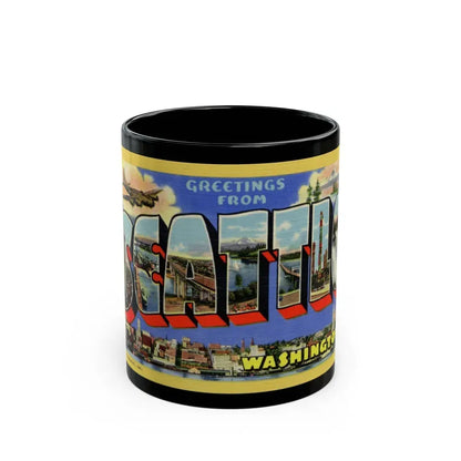 Greetings from Seattle Washington (Greeting Postcards) Black Coffee Mug 11oz - Go Mug Yourself