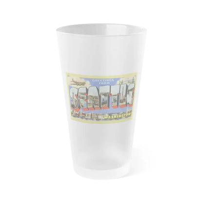 Greetings from Seattle Washington (Greeting Postcards) Frosted Pint Glass 16oz Default Title - Go Mug Yourself
