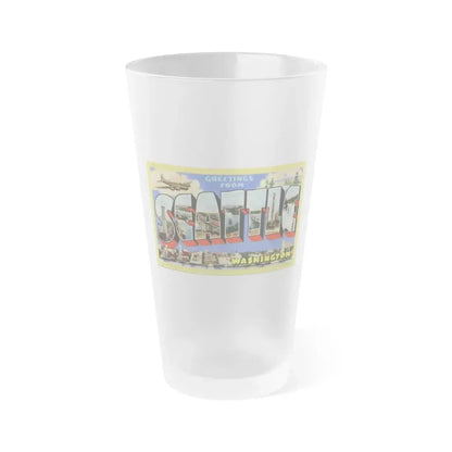 Greetings from Seattle Washington (Greeting Postcards) Frosted Pint Glass 16oz Default Title - Go Mug Yourself