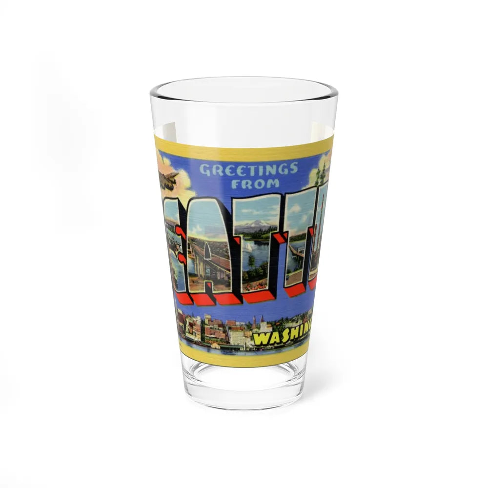 Greetings from Seattle Washington (Greeting Postcards) Pint Glass 16oz-16oz-Go Mug Yourself