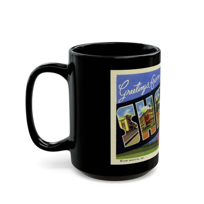 Greetings from Sharon PA (Greeting Postcards) Black Coffee Mug-Go Mug Yourself