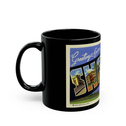 Greetings from Sharon PA (Greeting Postcards) Black Coffee Mug-Go Mug Yourself