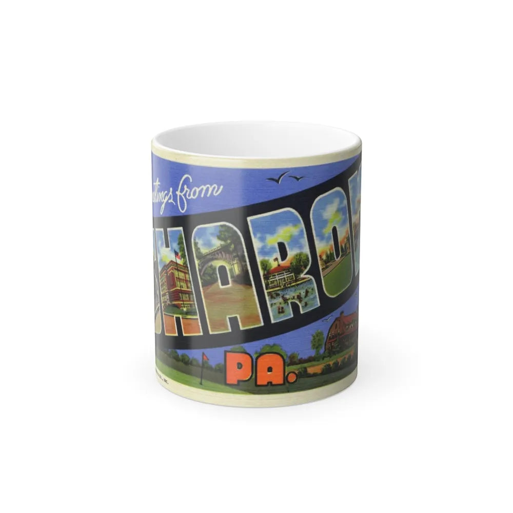 Greetings from Sharon PA (Greeting Postcards) Color Changing Mug 11oz-11oz-Go Mug Yourself