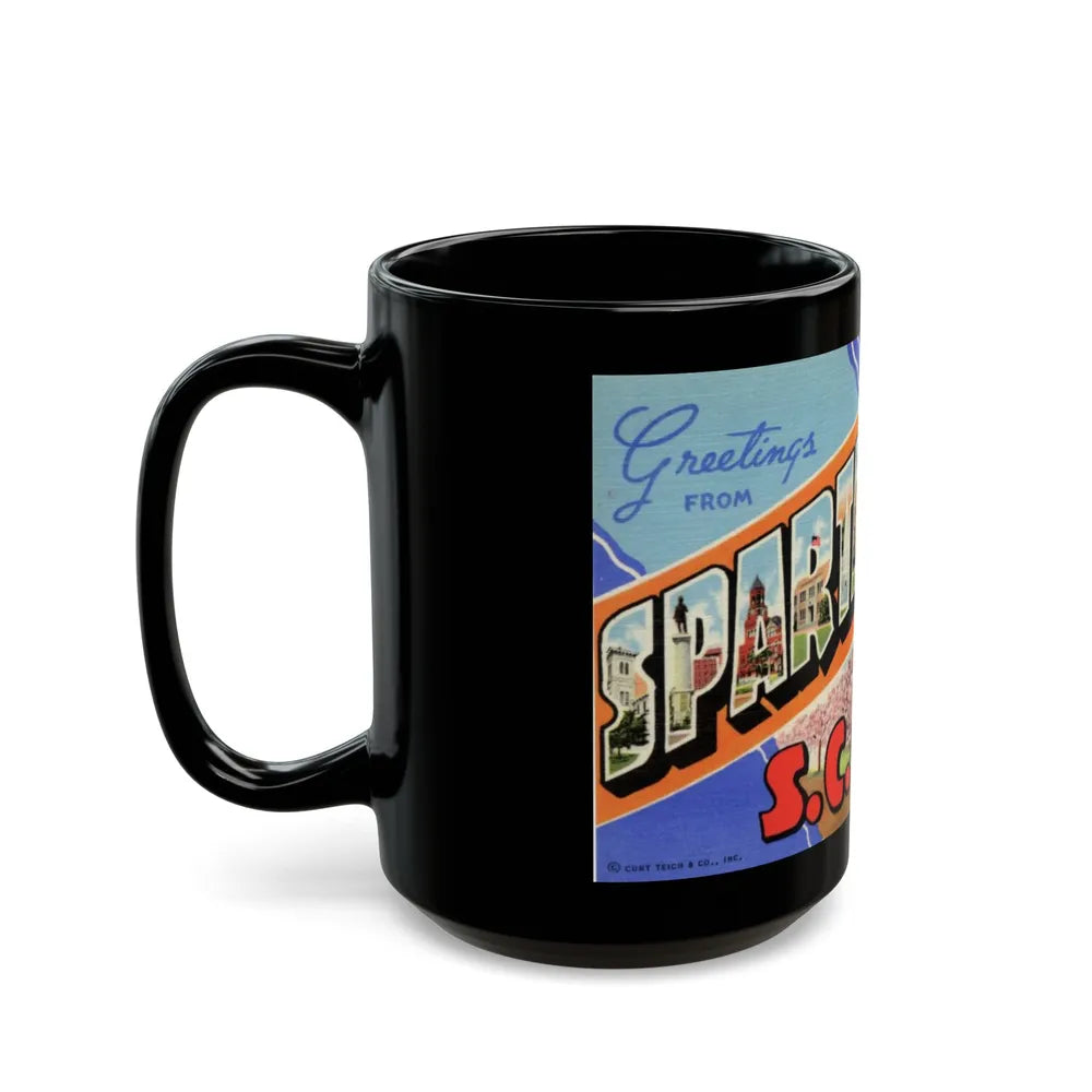 Greetings from Spartanburg SC (Greeting Postcards) Black Coffee Mug-Go Mug Yourself