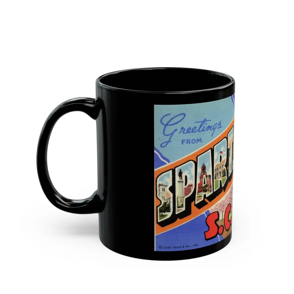 Greetings from Spartanburg SC (Greeting Postcards) Black Coffee Mug-Go Mug Yourself