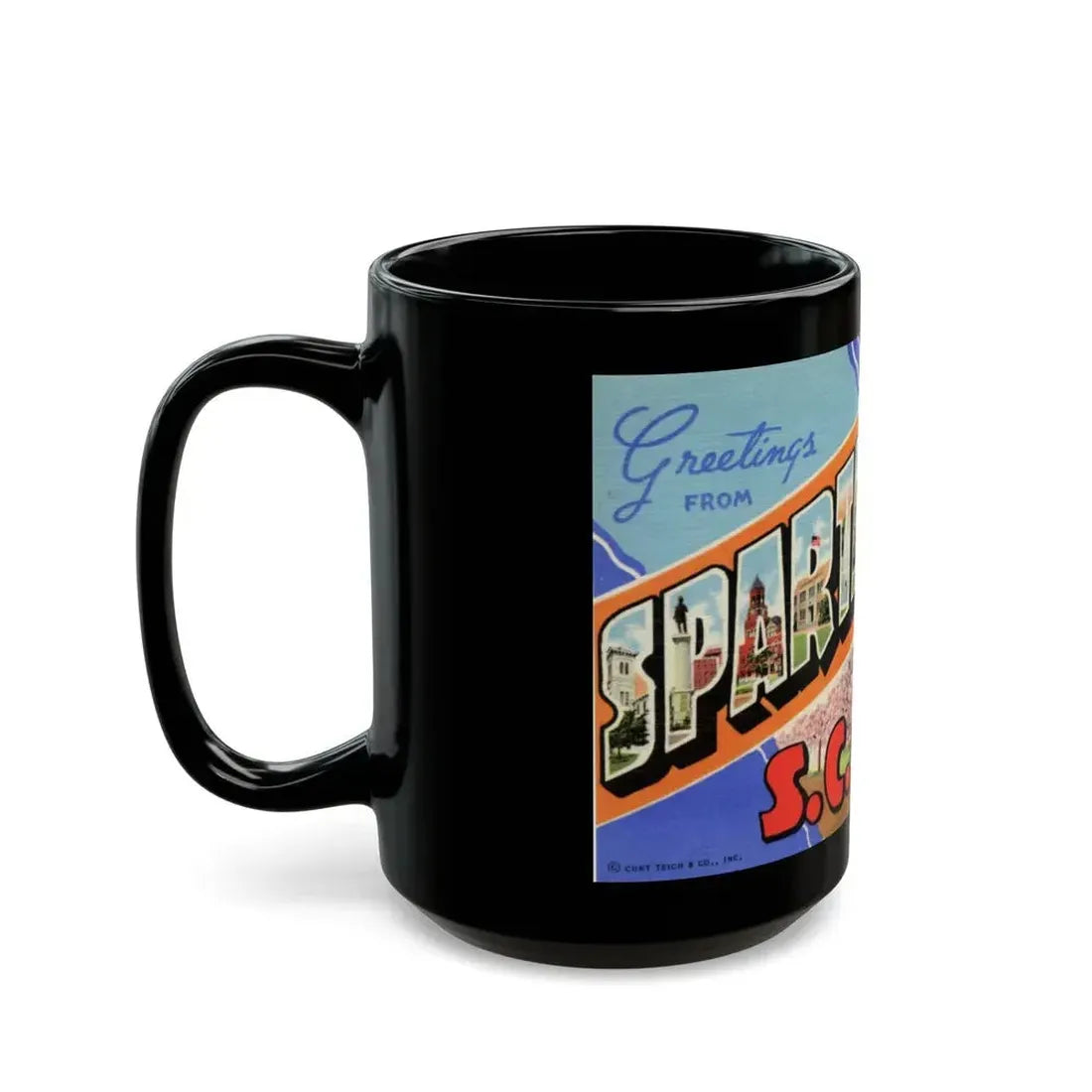Greetings from Spartanburg SC (Greeting Postcards) Black Coffee Mug - Go Mug Yourself