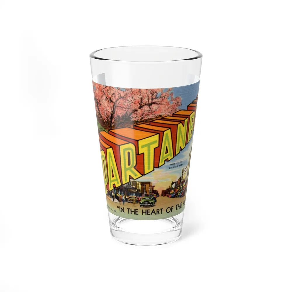 Greetings from Spartanburg SC in the heart of the Peach Belt (Greeting Postcards) Pint Glass 16oz-16oz-Go Mug Yourself