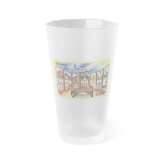 Greetings from Spokane Washington (Greeting Postcards) Frosted Pint Glass 16oz Default Title - Go Mug Yourself